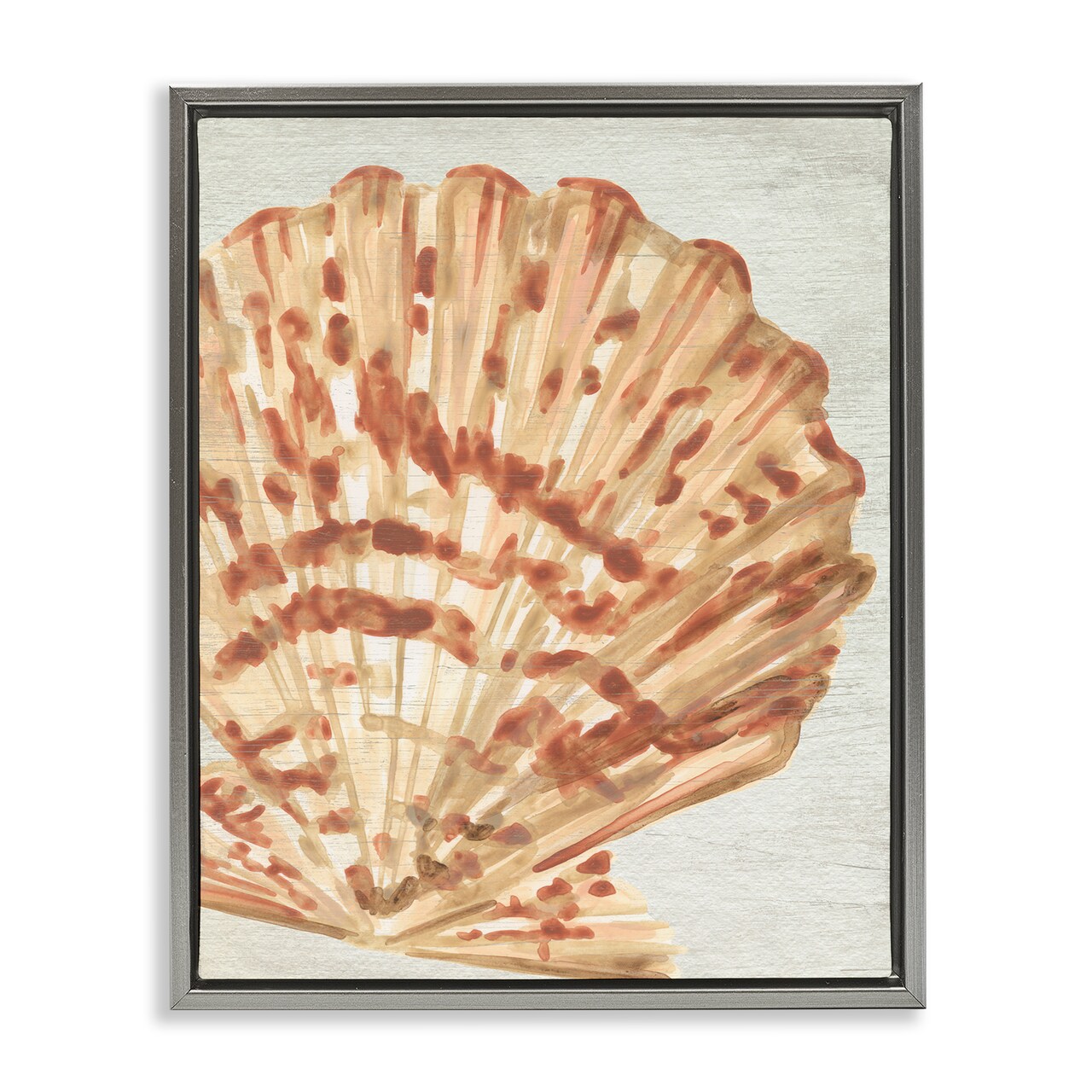 Stupell Industries Tan & Beige Clam Floater Framed Canvas Wall Art Design by June Erica Vess